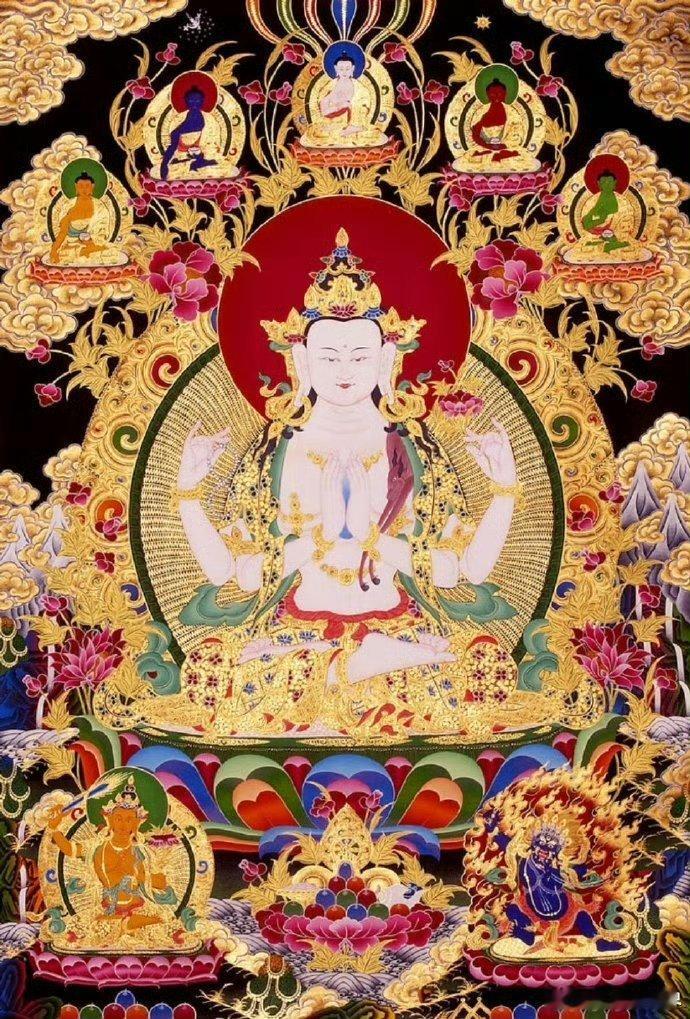 祈愿四臂观音，加持护佑众生，福慧双增，远离众苦，吉祥安乐。 