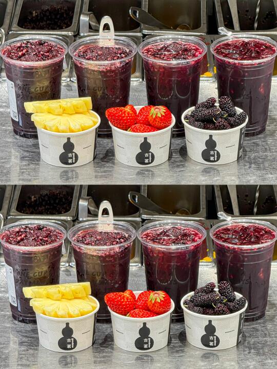 不愧是古茗…果⾁多得搅不动！