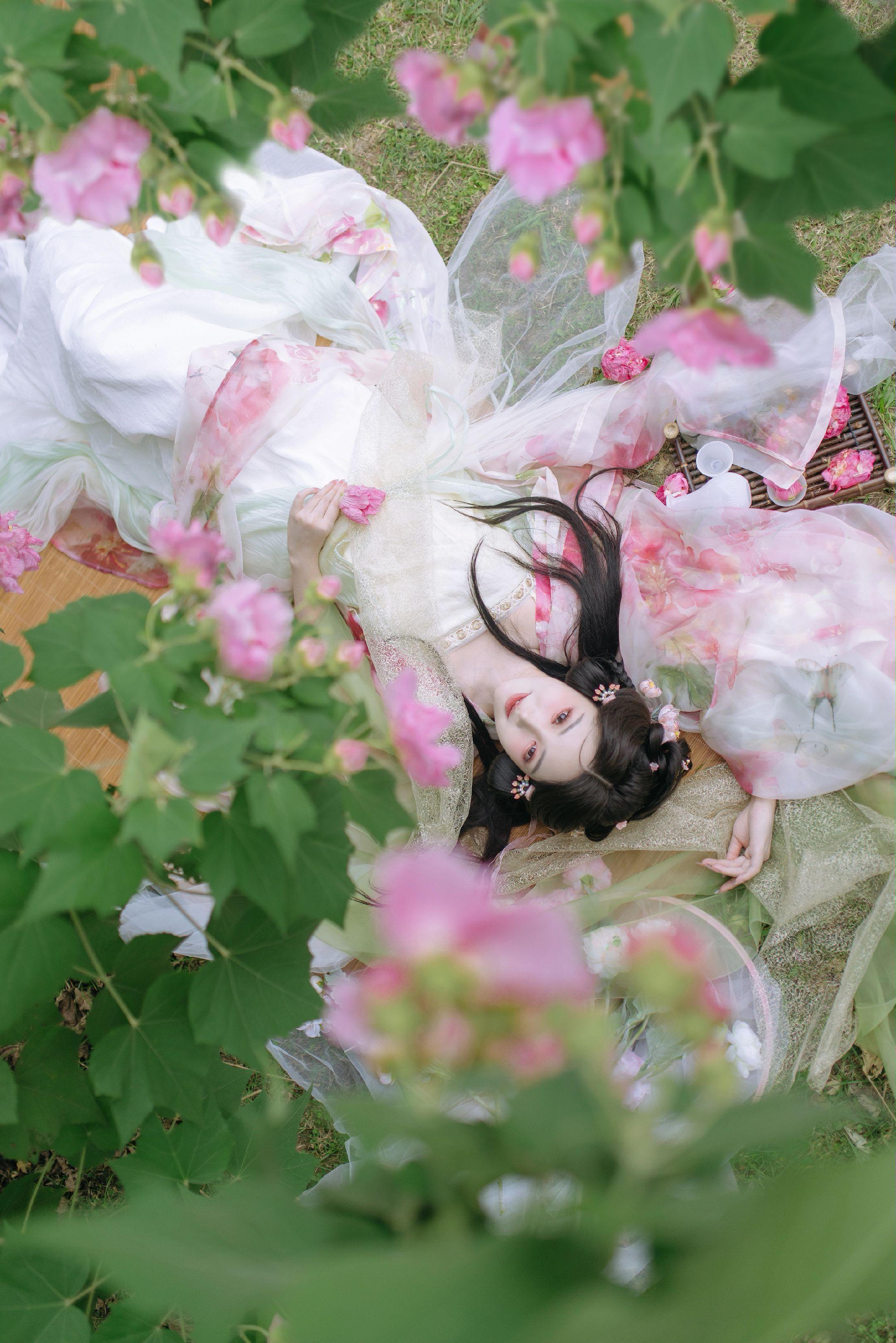 芙蓉花下眠。摄影：本人 造型：  出镜