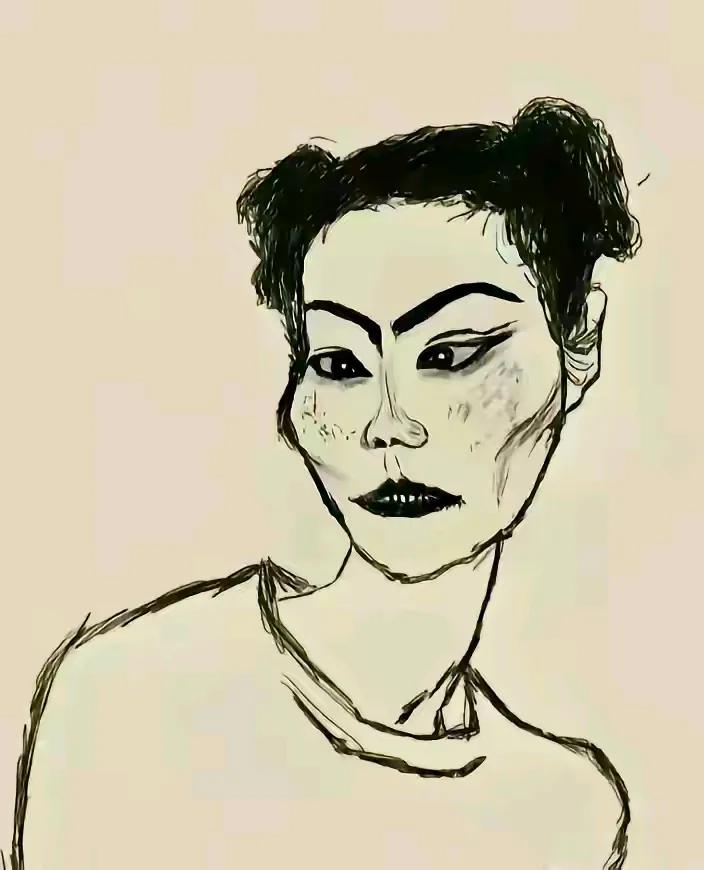 这昰一幅漫画作品，简单的几画把一个人勾勒得惟妙惟肖，足前画家的绘画技术该有多高，