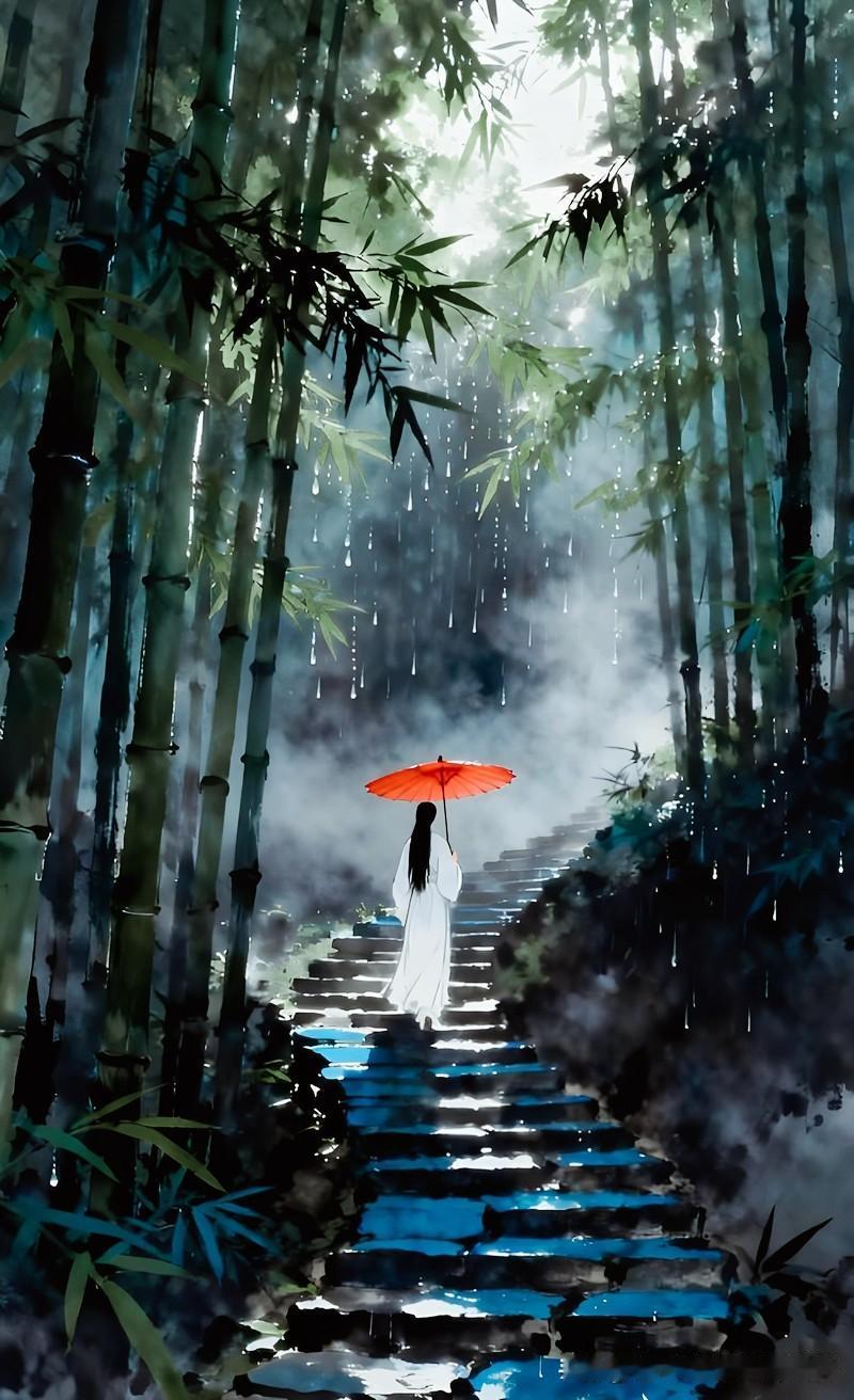 《省宿题天官厅後竹林》
——宋·杨万里
秋声偷入翠琅玕，
叶叶竿竿玉韵寒。
声在