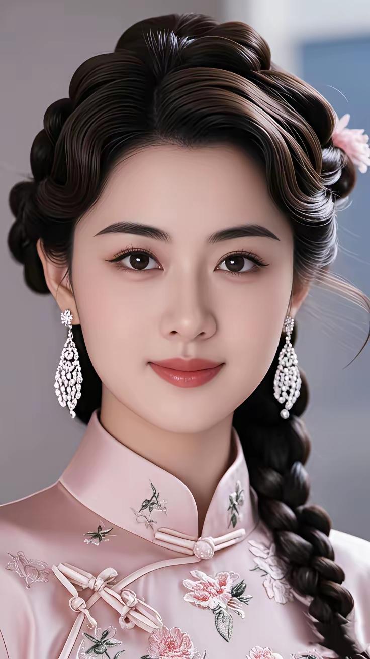 新中式旗袍造型，尽显优雅知性，很是养眼。这些古典美人配上精致妆容，穿着优雅旗袍，