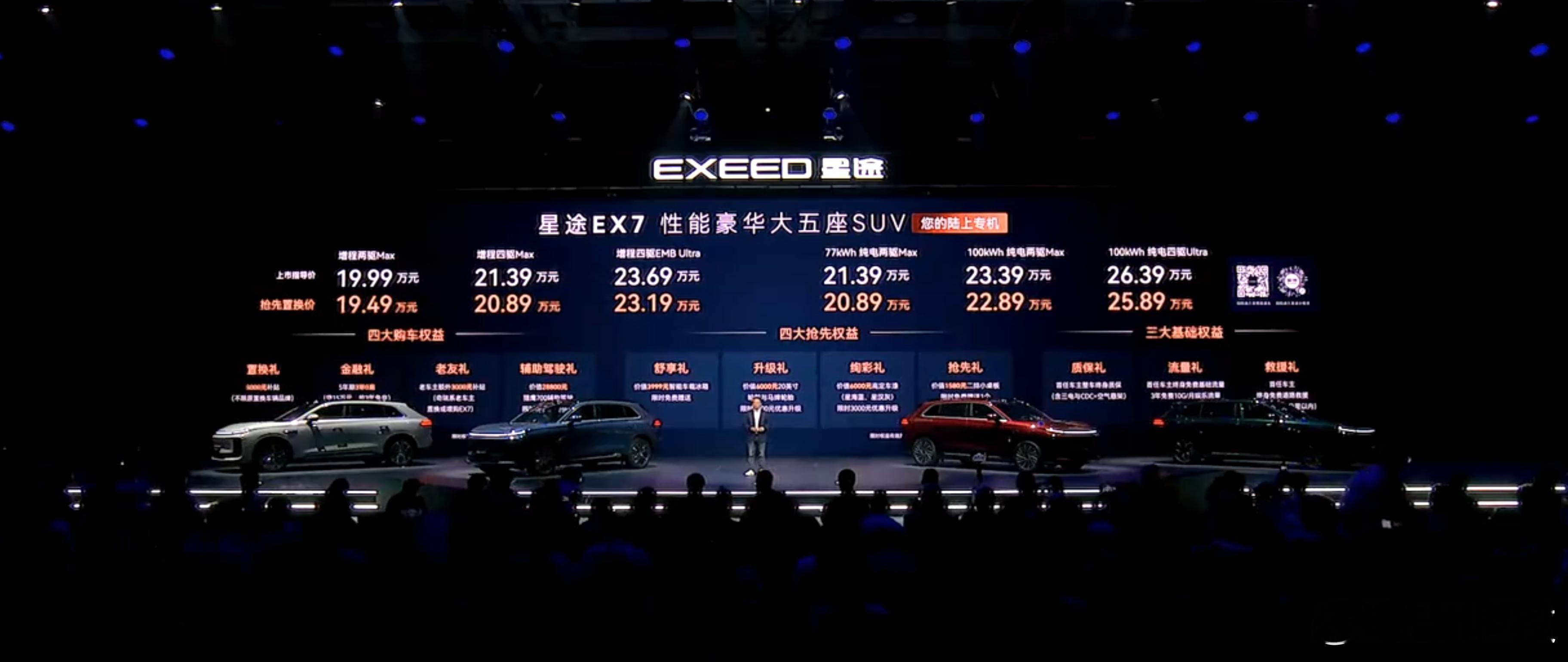 星途EX7增程两驱Max 19.99万元星途EX7增程四驱Max 21.39万元