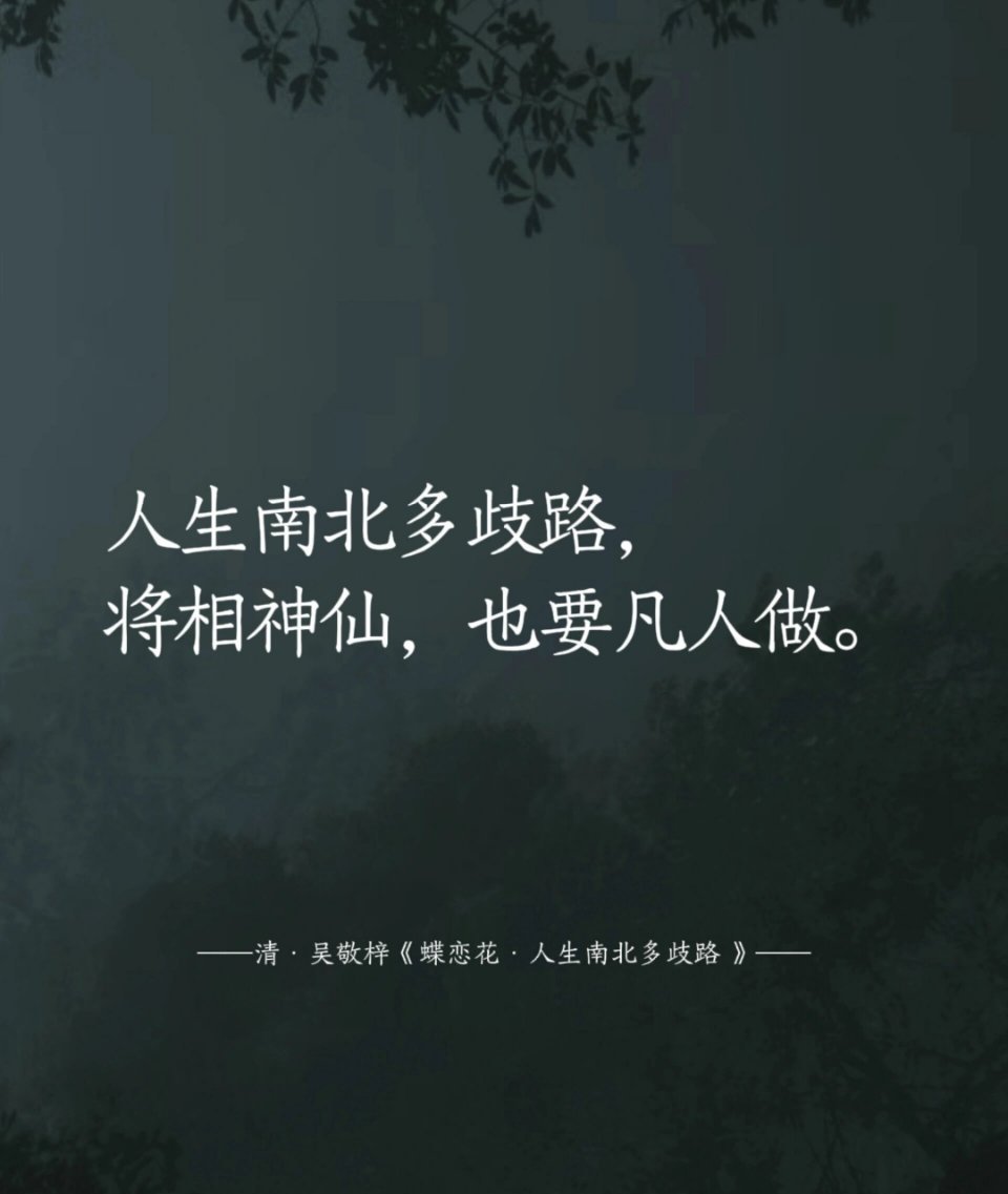 人生南北多歧路，将相神仙，也要凡人做。 ​​​