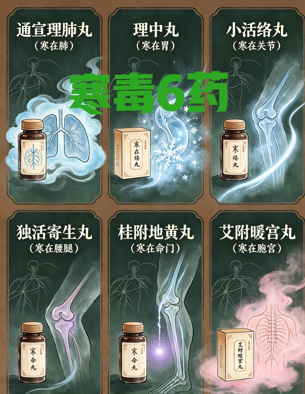 寒毒六药，热毒六药，湿毒六药，风毒六药，24个常用中成药，一文总结全了

一、寒