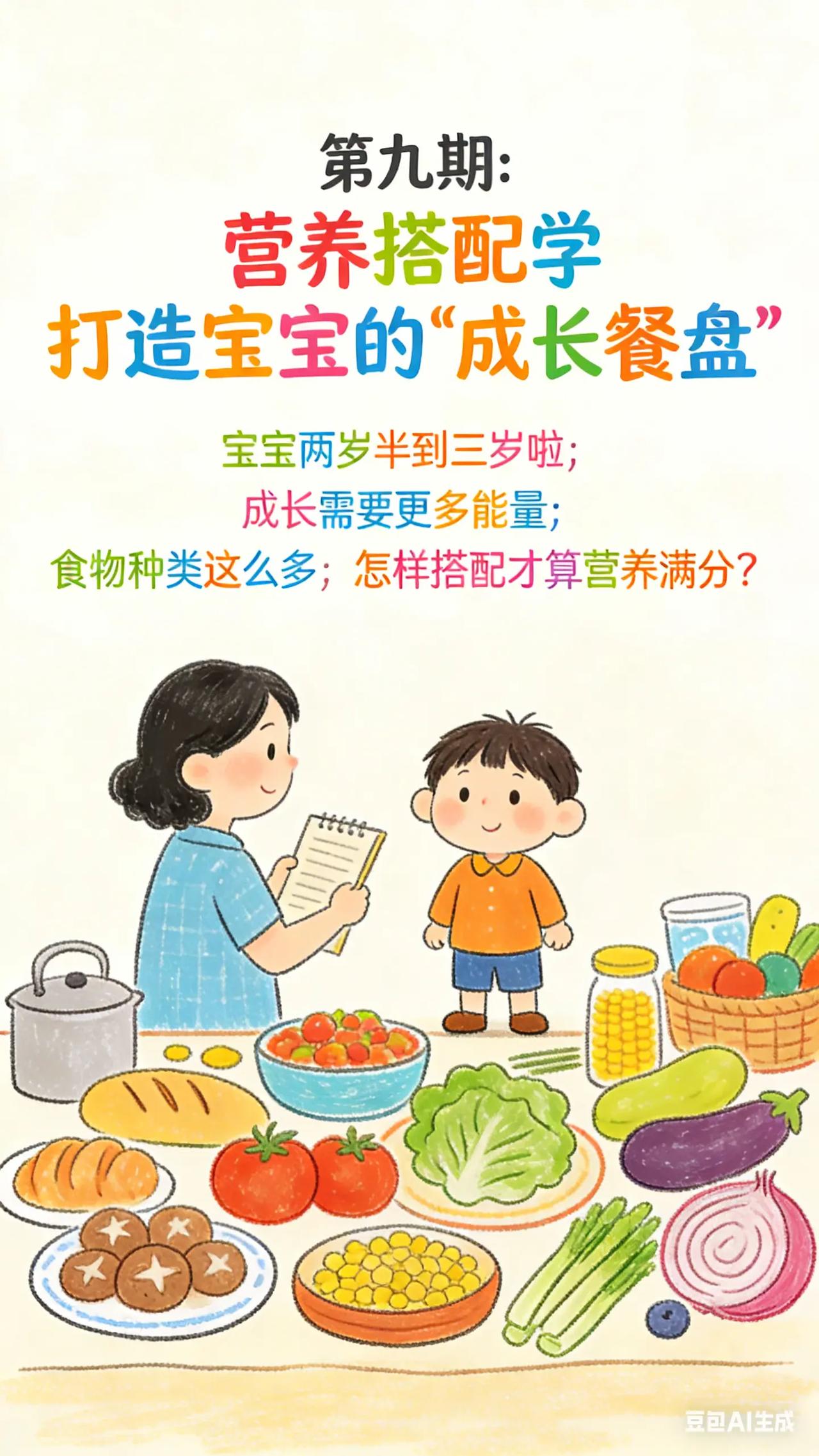 0-3岁喂养与饮食：9.营养搭配吃得更棒。宝宝 2.5 - 3 岁，家长想让宝宝