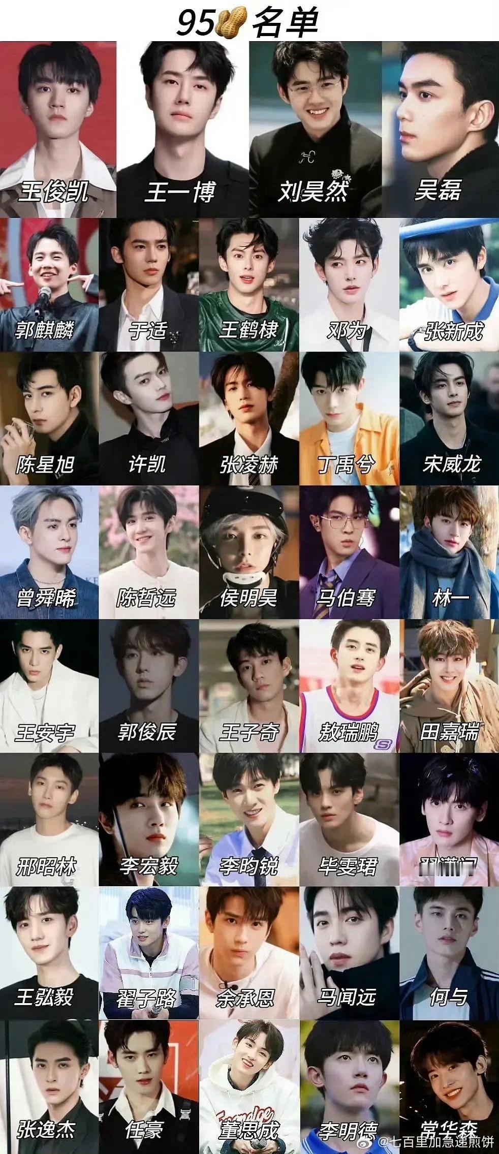 95生的排行榜，95line帅哥还是相当多的 ​​​