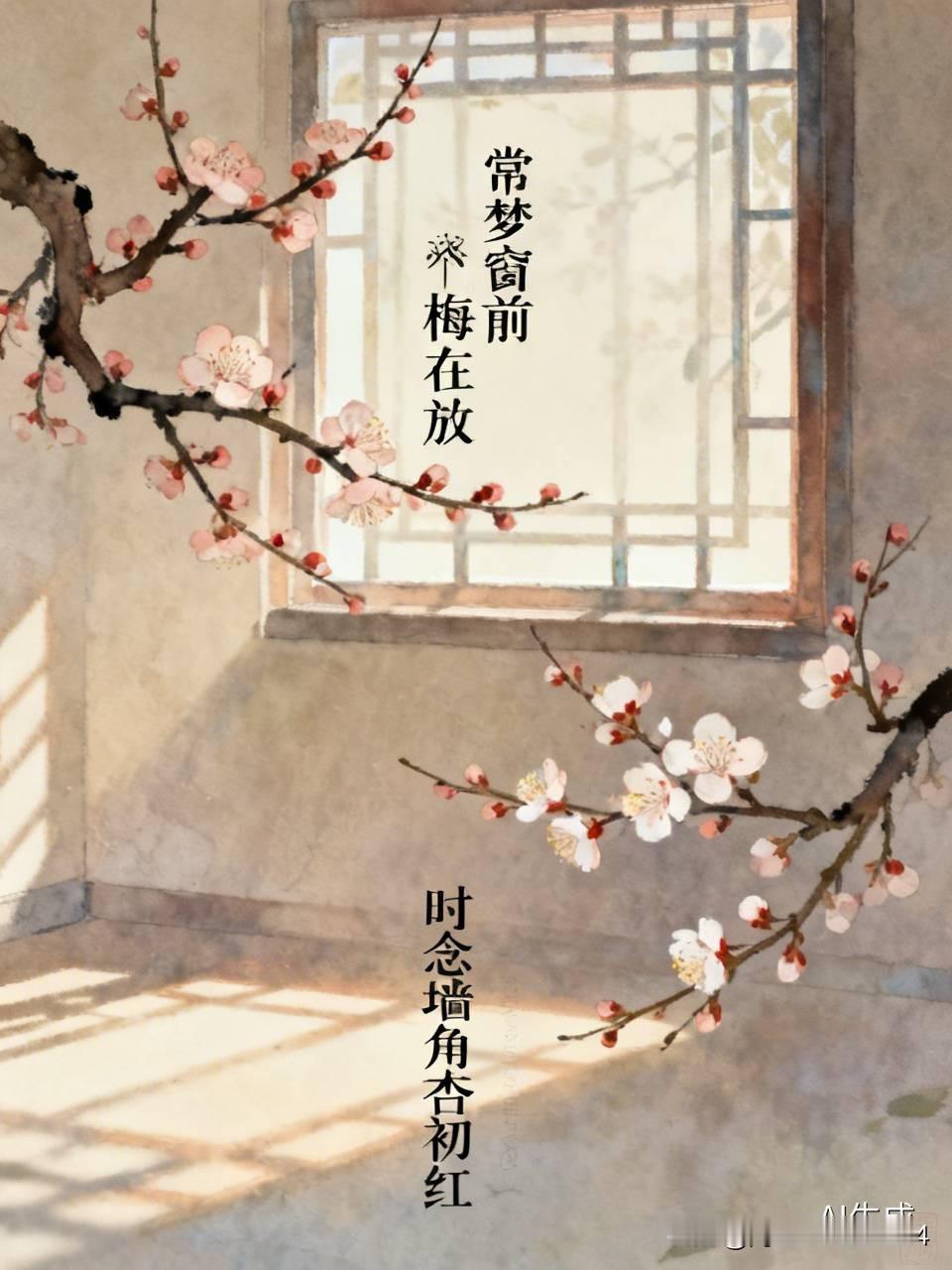 上联：常梦窗前梅在放，安子邀对，，时念墙角杏初红！[送自己一朵花]