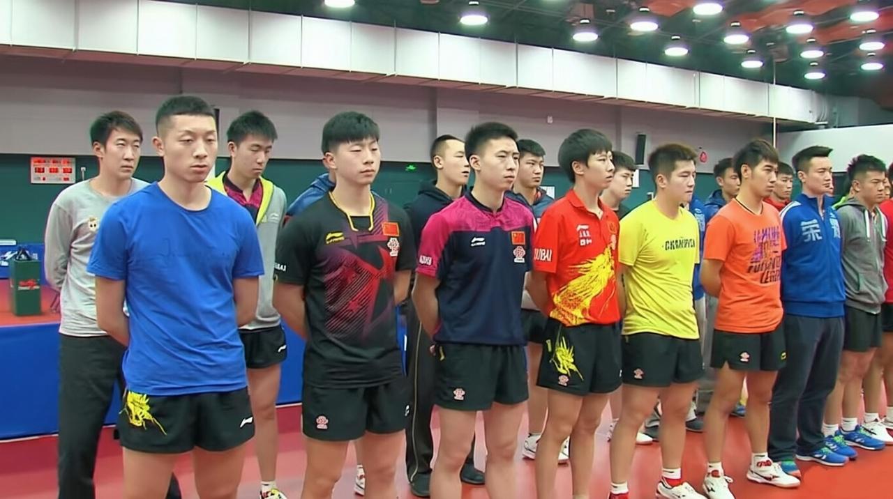 这是一张早年国家男乒球队集训合影：我认出了第一排的许昕，马龙，方博，樊振东，第二
