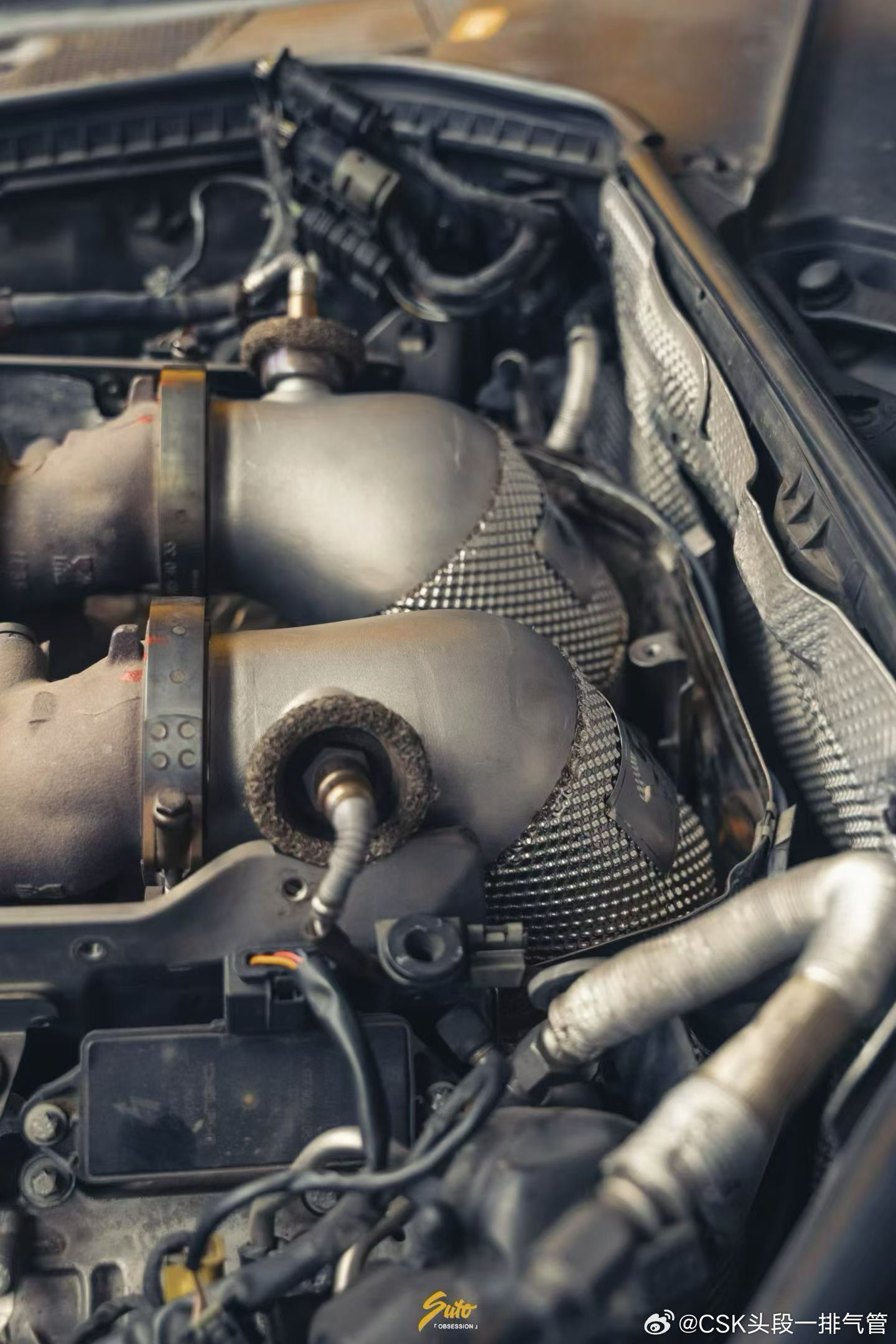 奔驰W205 C63 / C63s 升级CSK头段200目，一体式法兰铸造接口，