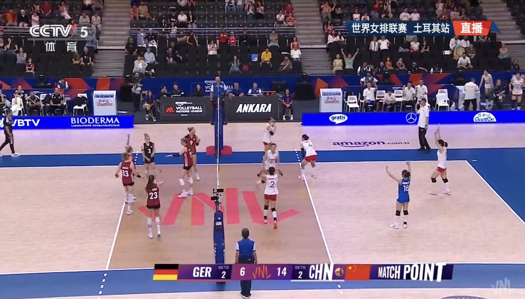 🔥中国女排逆转德国女排取得世联赛4连胜！中国女排🇨🇳 3-2 🇩🇪德国