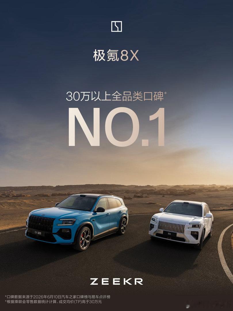 恭喜极氪8X上市首月，销量口碑双冠——30-50万混动SUV销量 NO.1——3