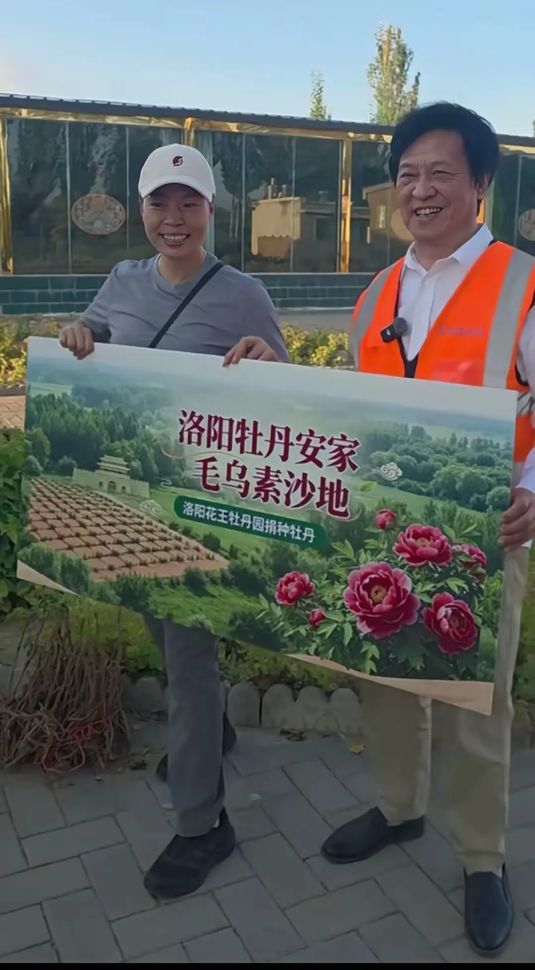 洛阳花王牡丹园捐种千株牡丹致敬治沙英雄。治沙英雄殷玉珍扎根毛乌素沙地数...