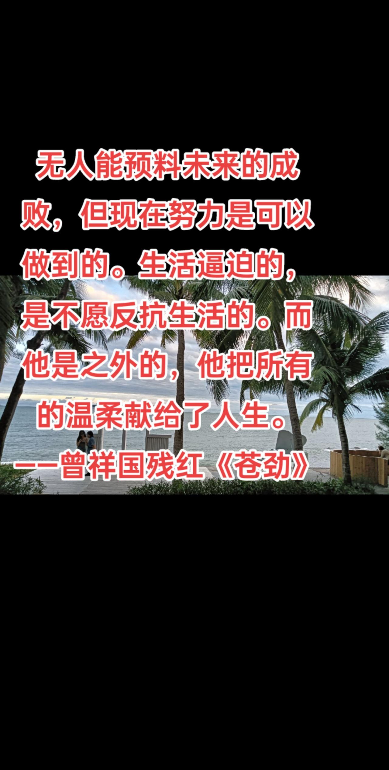 无人能预料未来的成败，但现在努力是可以做到的。生活逼迫的，是不愿反抗生活的。而他