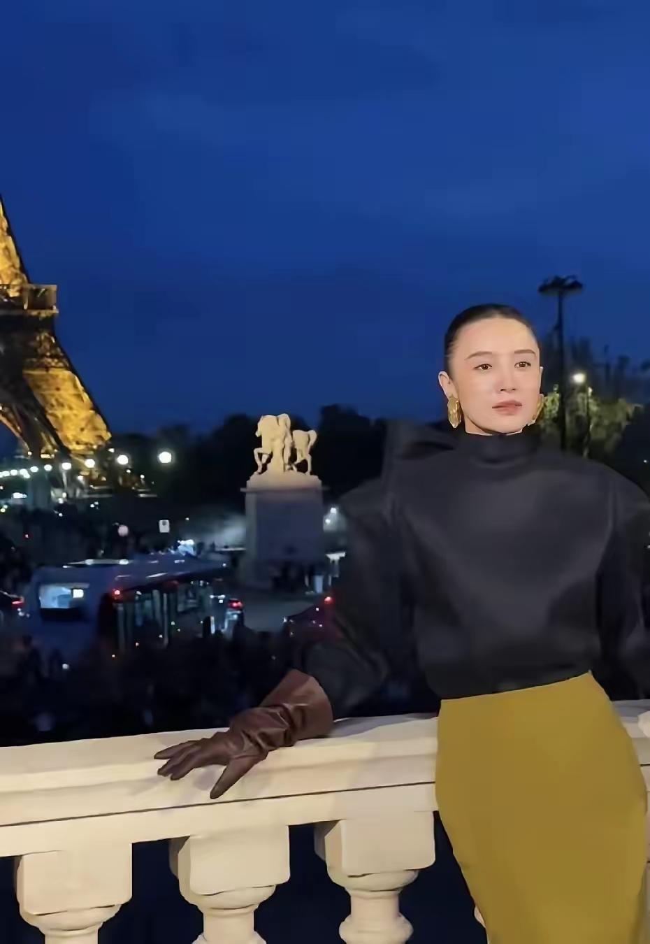 宋佳亮相巴黎，镜头下的他，端庄大气，优雅迷人！
身穿黑色小立领上衣，下搭姜黄色修