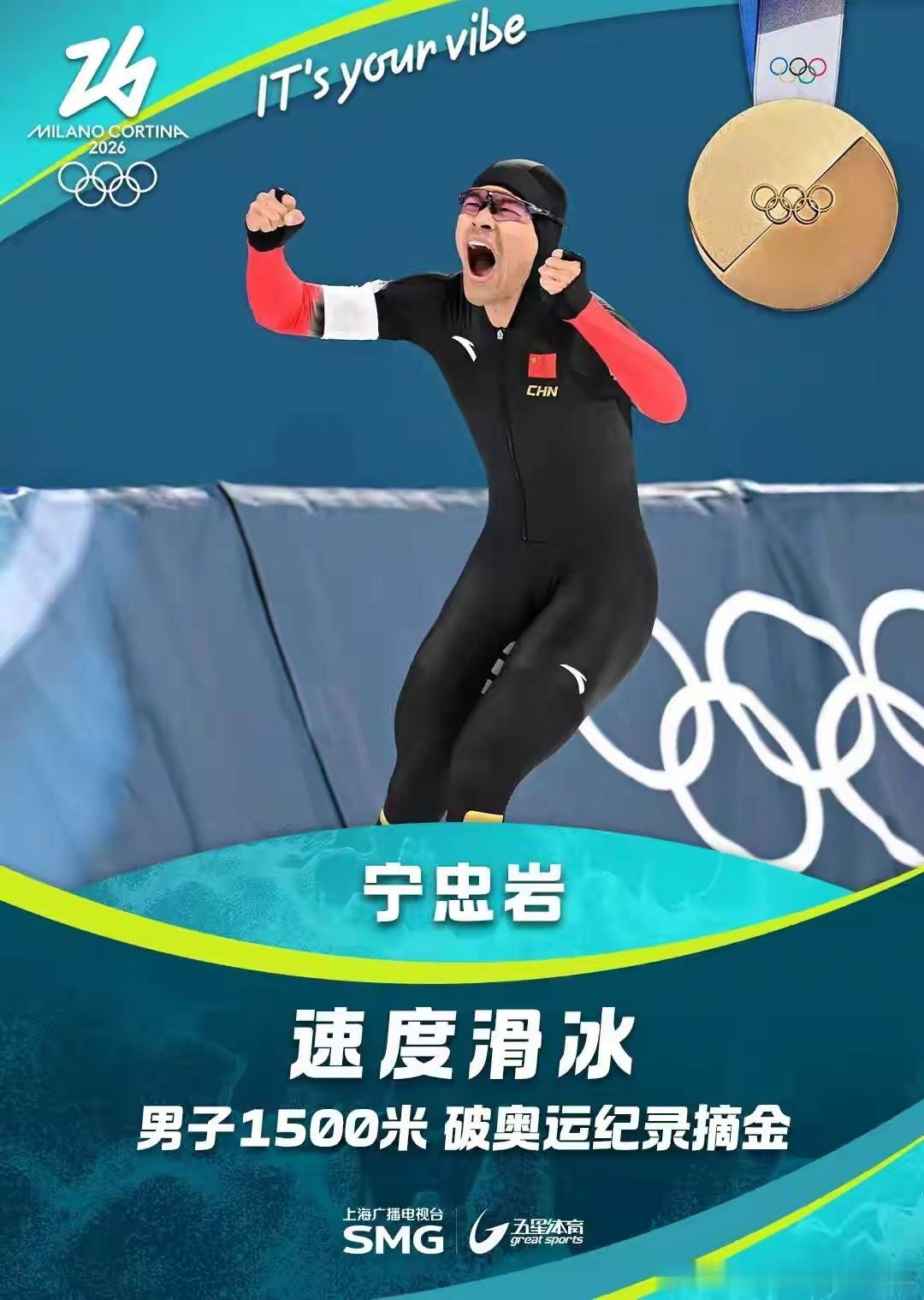 🔻宁忠岩击败大热门乔丹·斯托尔兹，以 1 分 41 秒 98的成绩夺得速度滑冰