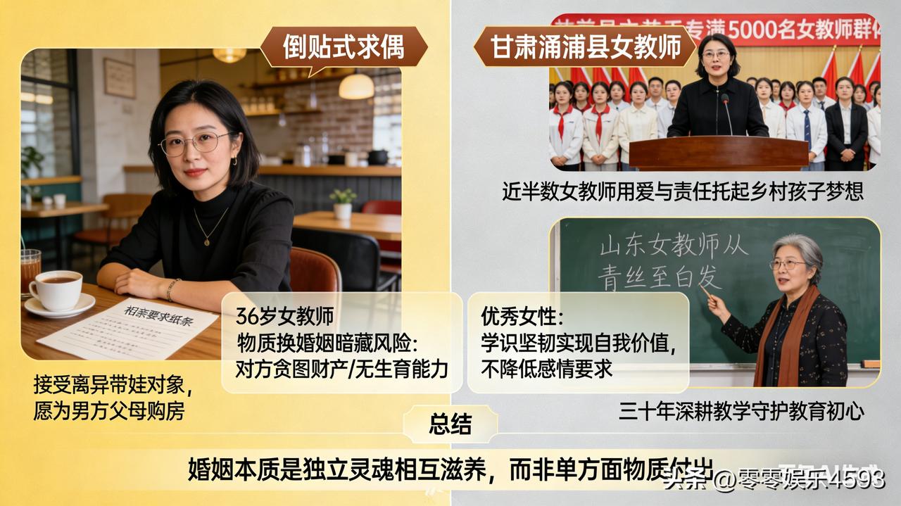 36岁女教师相亲要求引热议：接受离异带娃对象，愿为男方父母购房，网友称这是 "倒