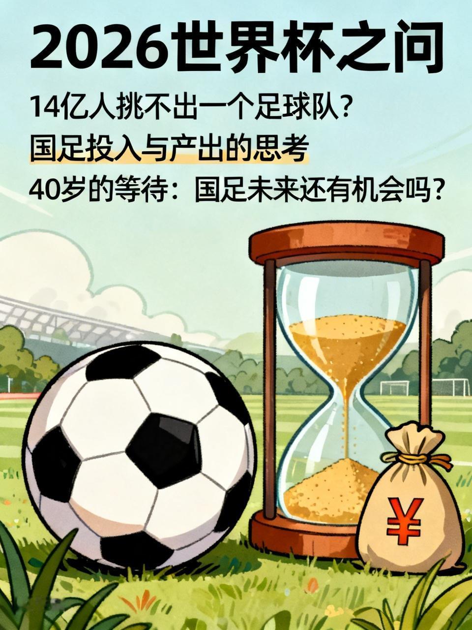 2026年世界杯开始了！我有三个问题要问一下。

第一个问题，一个14亿人的国家