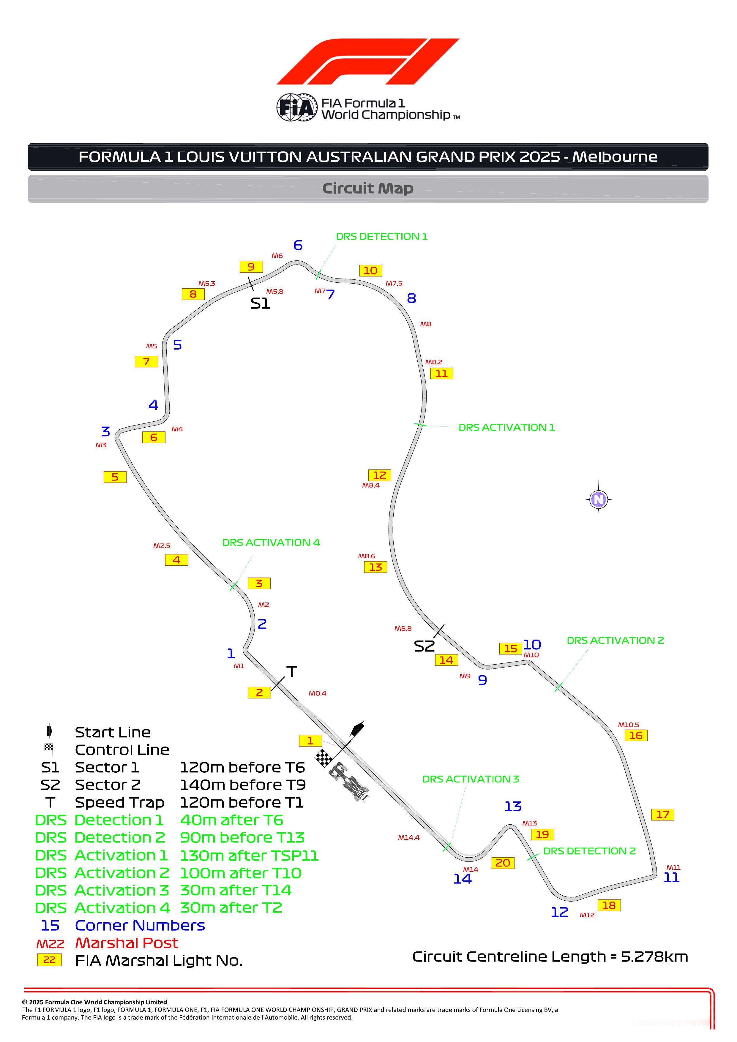 F1 2025赛季F1的第一份官方赛道图文件⬇️四段DRS区的阿尔伯特公园赛道2