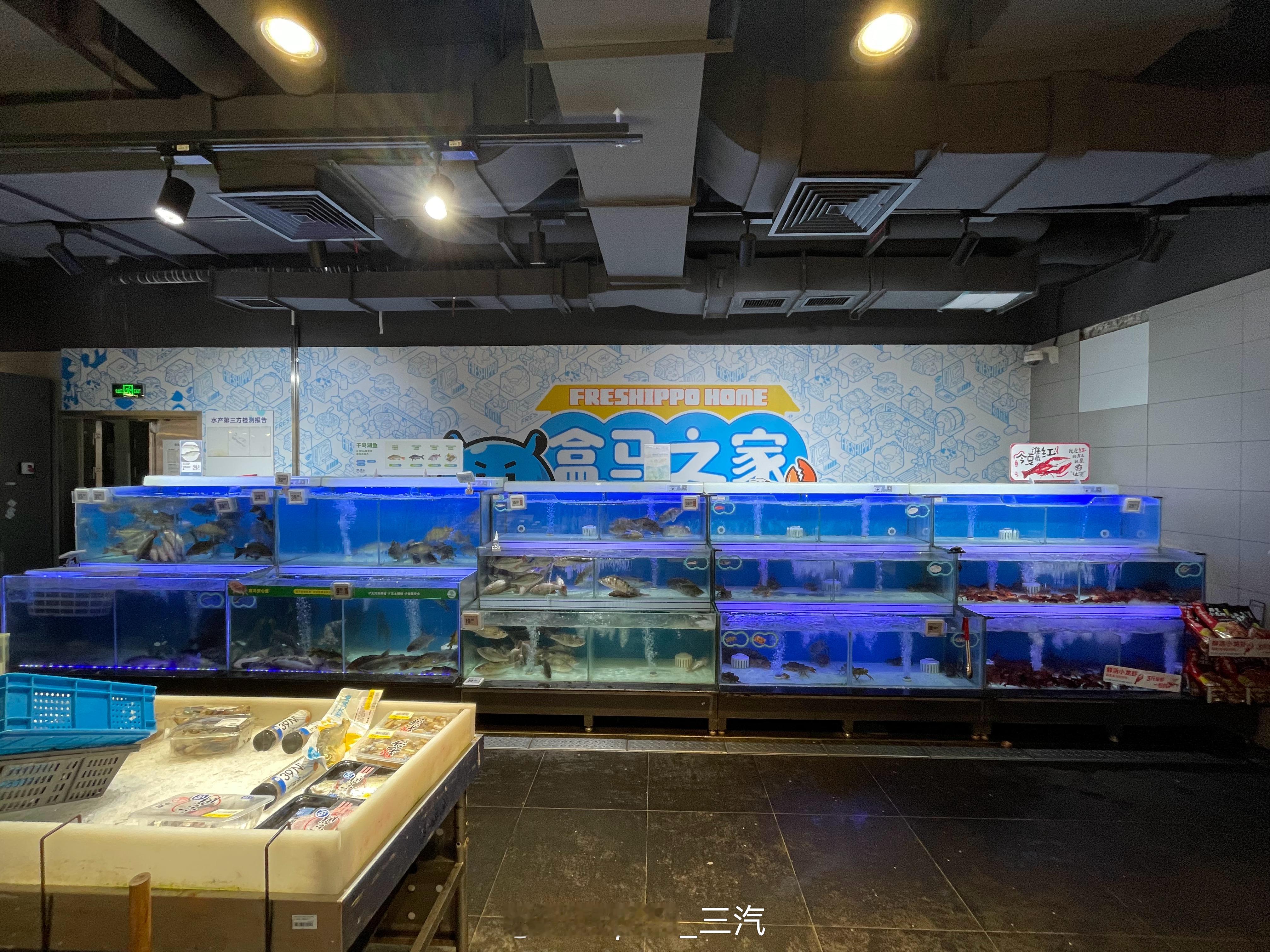 盒马的海鲜水柜已经从左边压缩成右边一个小方块了#海鲜##海鲜# ​​​