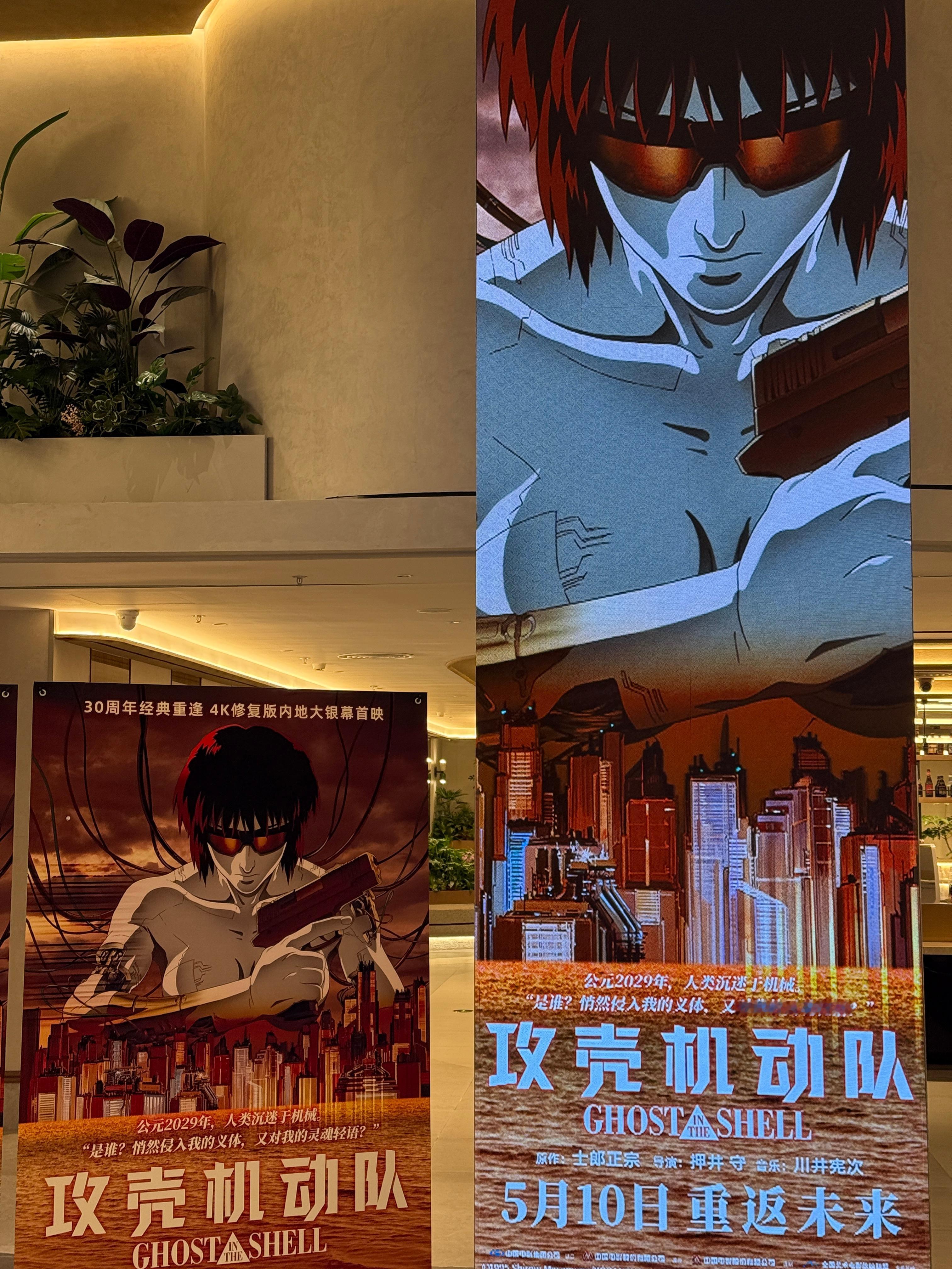 头一次在大荧幕看《攻壳机动队 》，上个世纪的作品放到当下完美应景，人工智能、AI