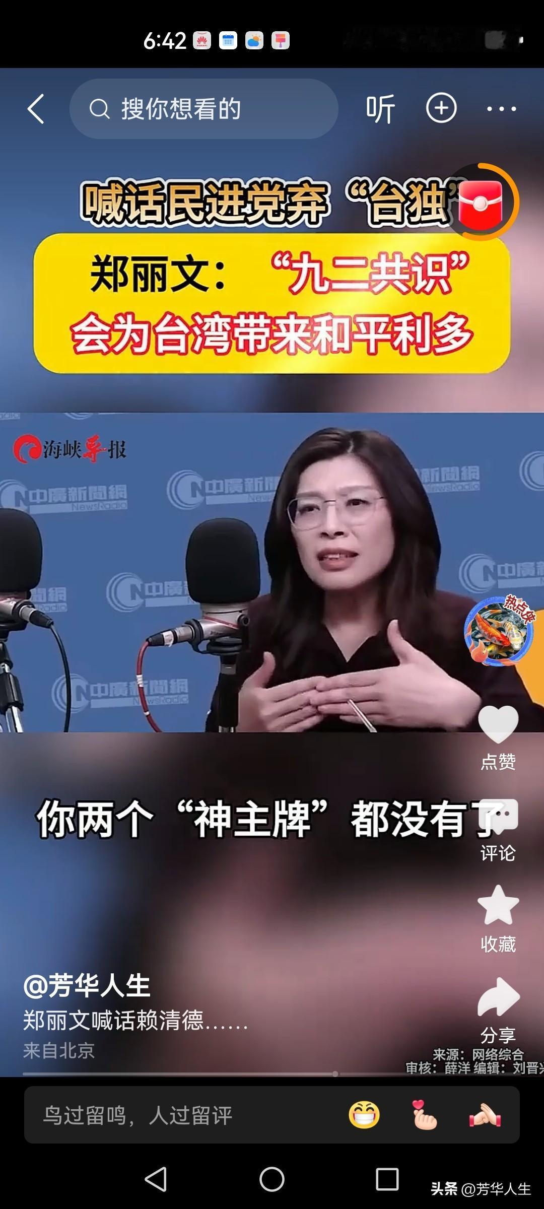 郑丽文喊话民进党放弃“台独”，坚持“九二共识”会为台湾带来和平稳定，郑丽文参访大