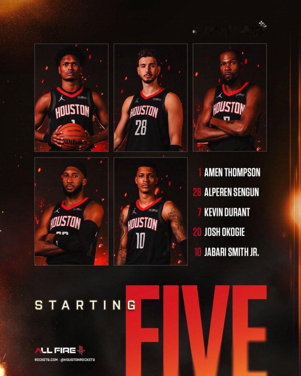 火箭打76人首发出炉
奥科吉，杜兰特，阿门，申京，小贾
还是这老五位

另外ES