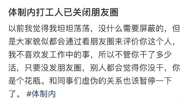 体制内打工人已关闭朋友圈 ​​​