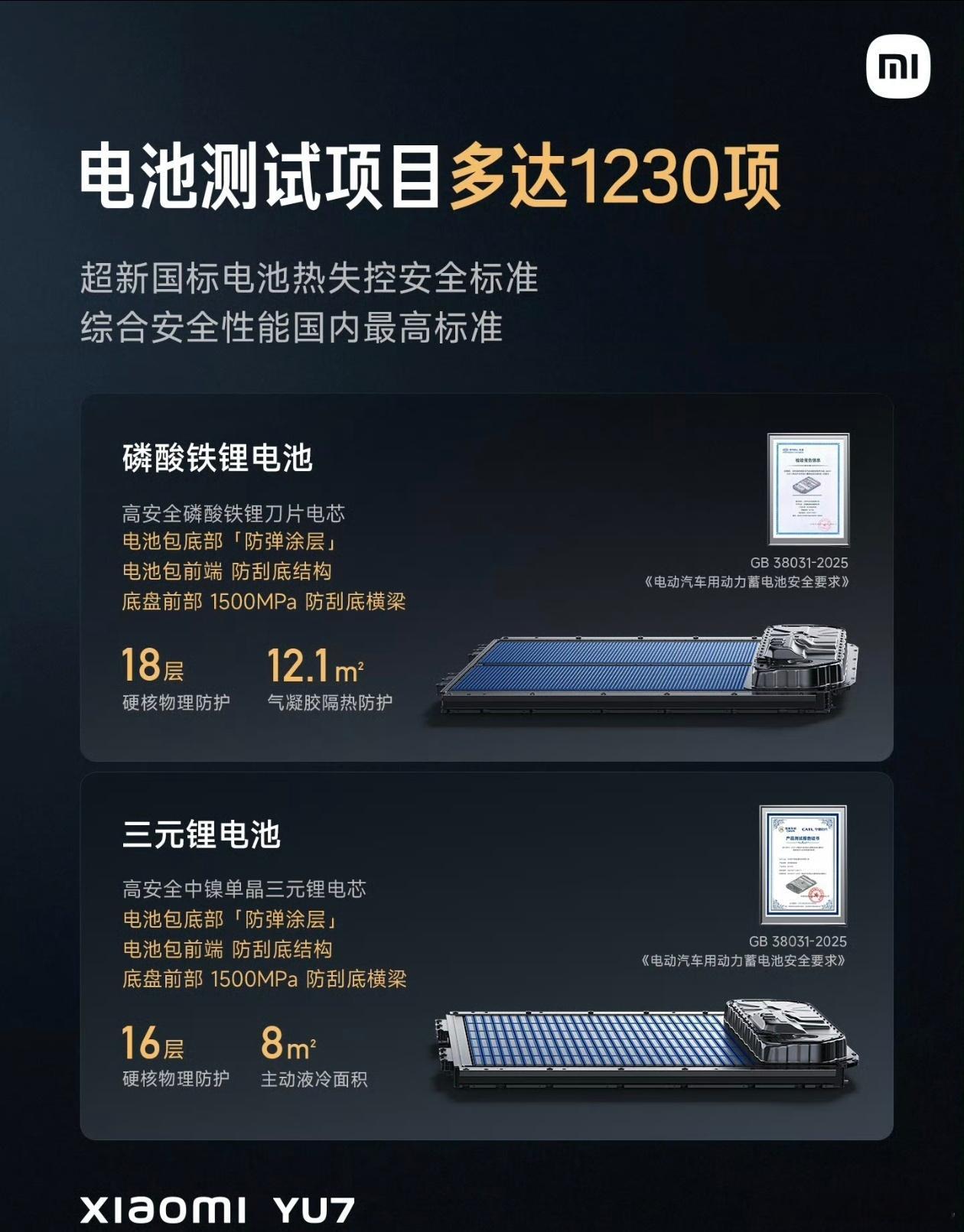 一个细节小米yu7新增的标准版没有用那家的电池了，而是由宁德专供神行磷酸铁锂电池