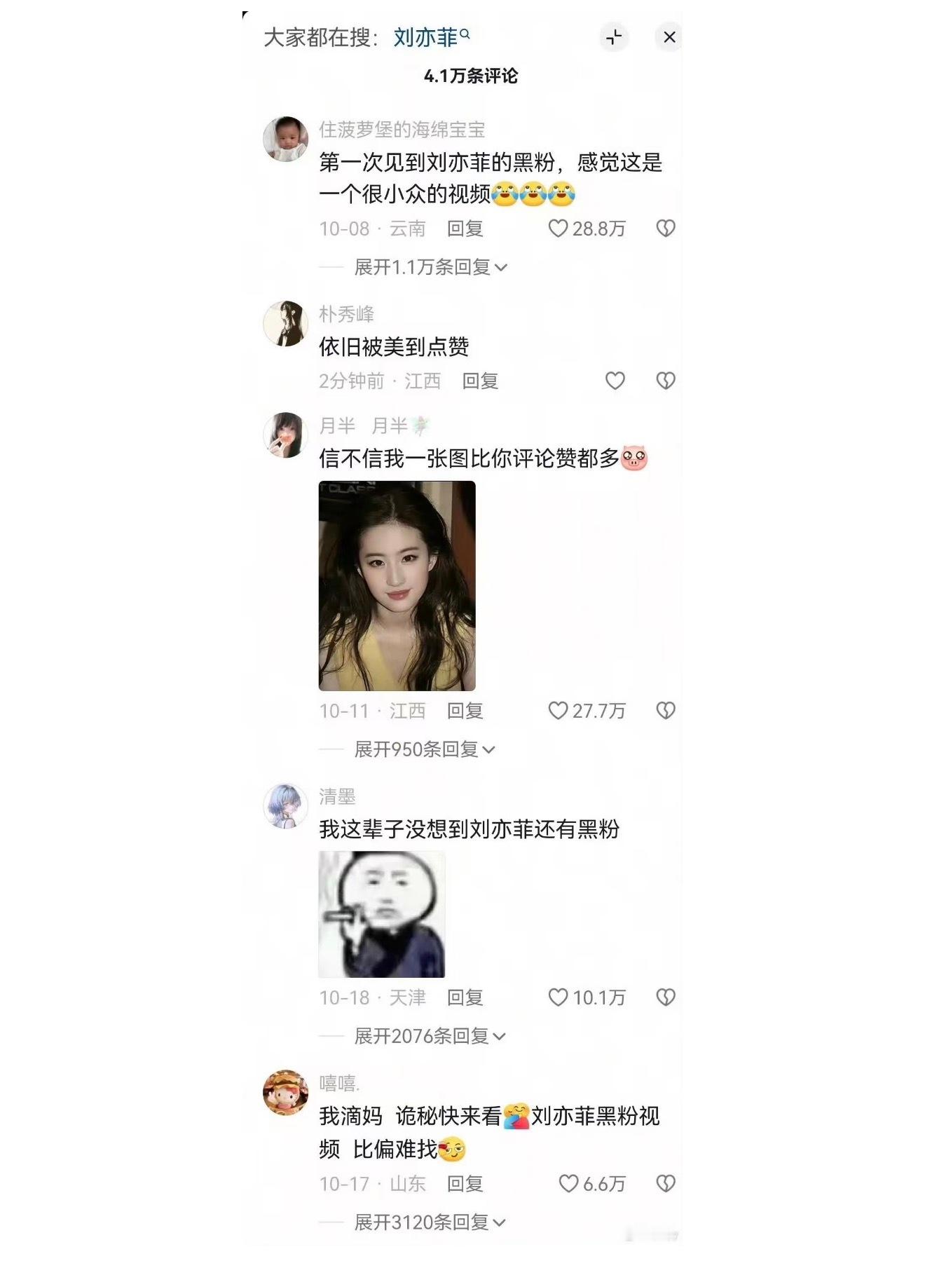 信不信我一张图比你评论赞都多 刘亦菲