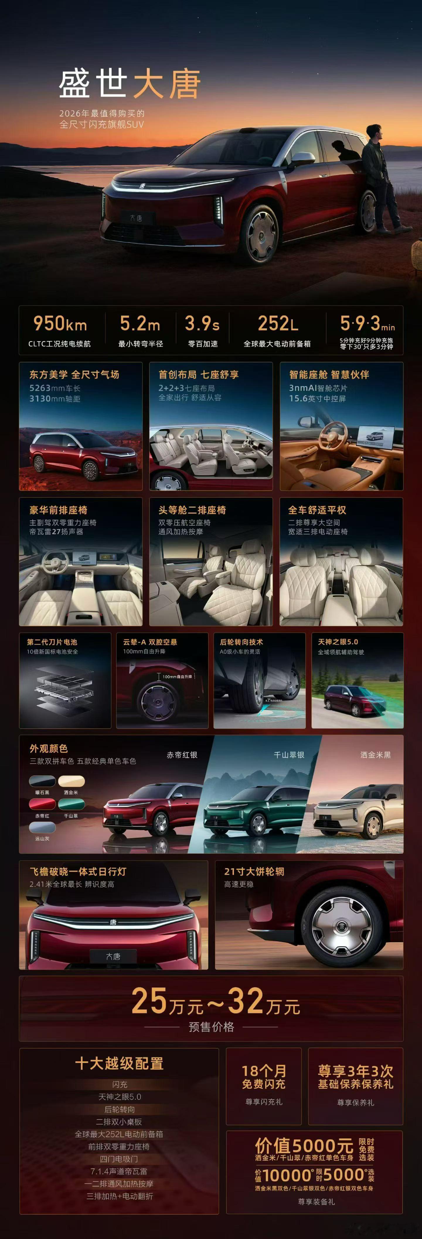 比亚迪大唐终于要端出来了闪充+二代刀+天神B兜底+云辇A+后轮转向外观和内饰设计