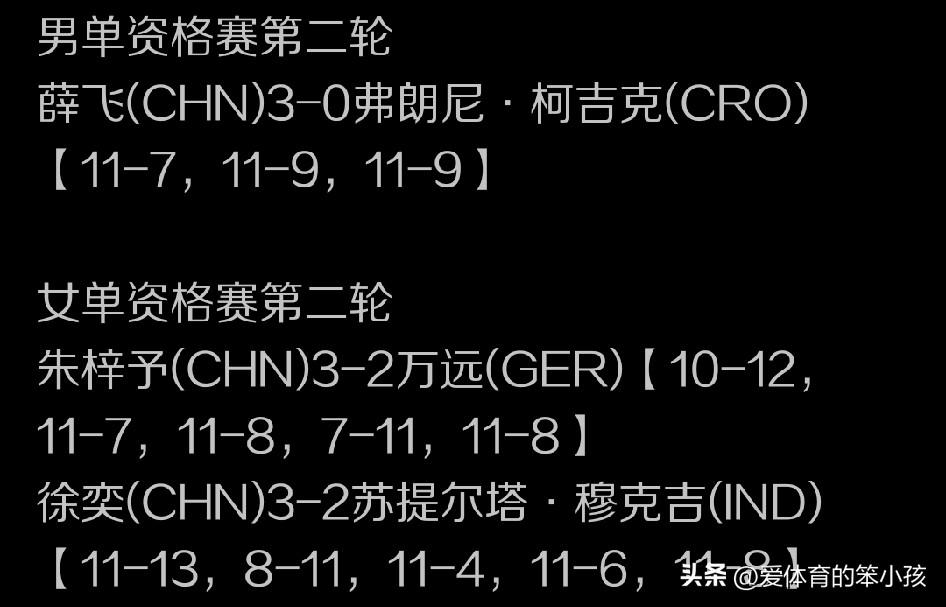 WTT卢布尔雅那站的比赛场上，资格赛的比拼继续进行。男队的老将薛飞表现比较稳健，