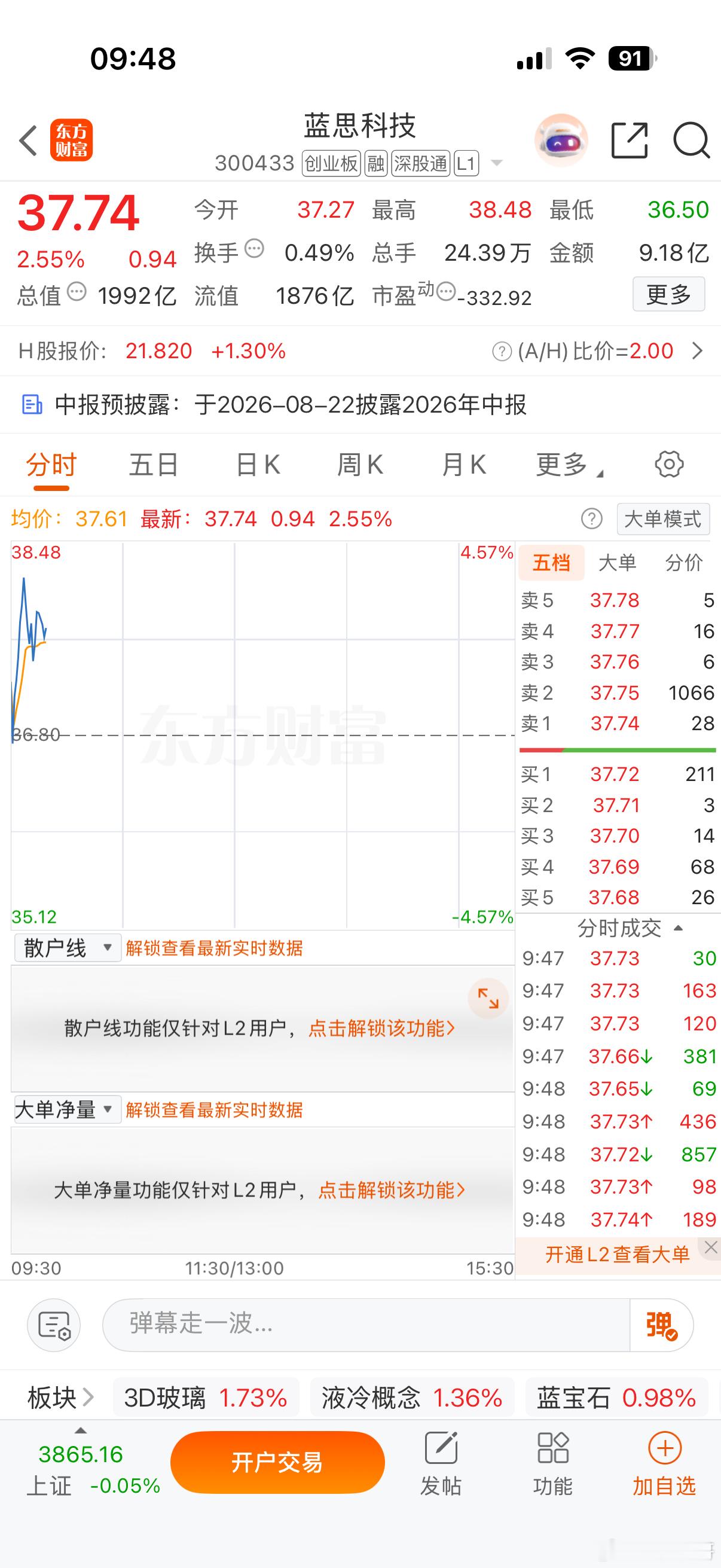 逢低跟踪；蓝思科技300433股市📈有风险，仅供参考 