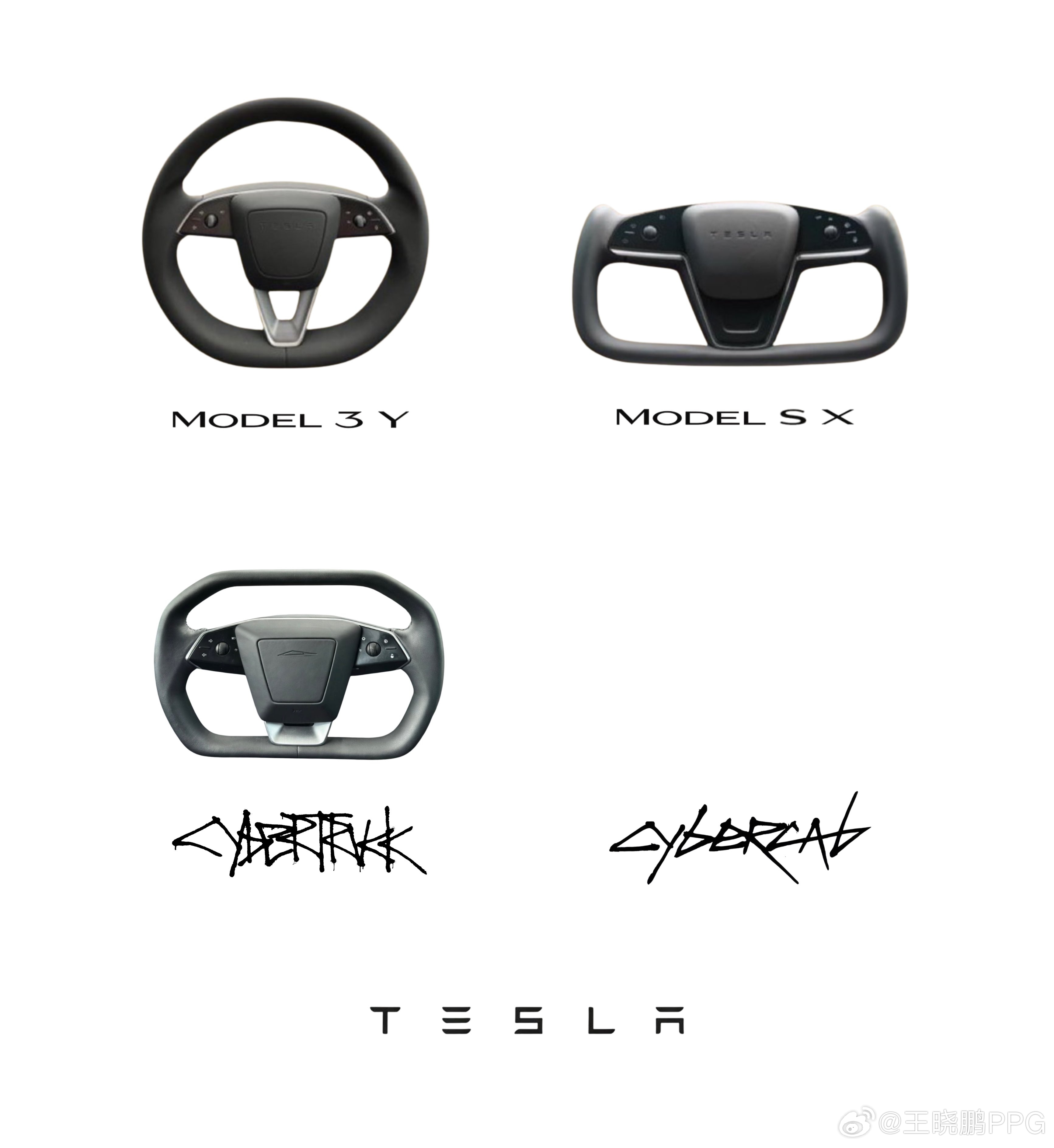 特斯拉目前四款方向盘老实说，我觉得cybertruck的方向盘最好看。。。希望m