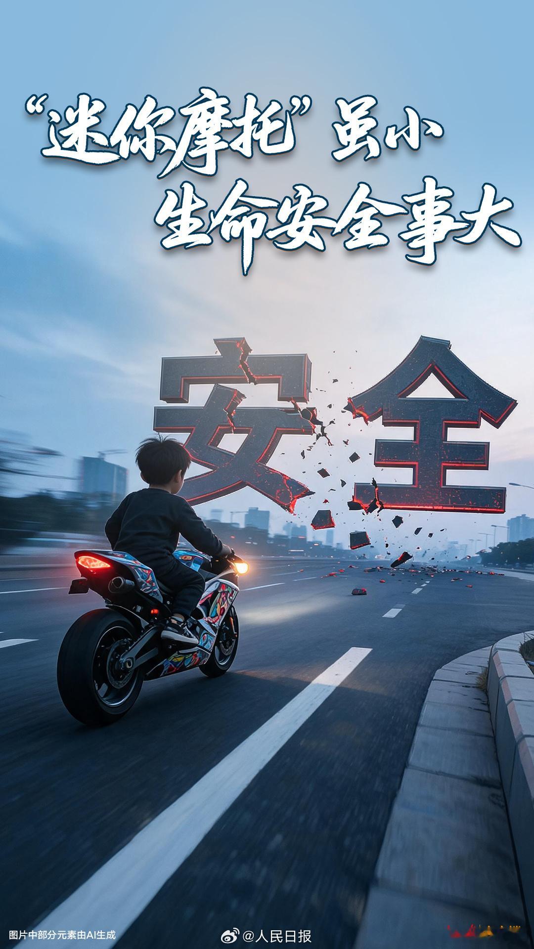 【人民锐评丨儿童骑迷你摩托上路千万驶不得】谁在给儿童的狂飙开绿灯 未佩戴安全头盔