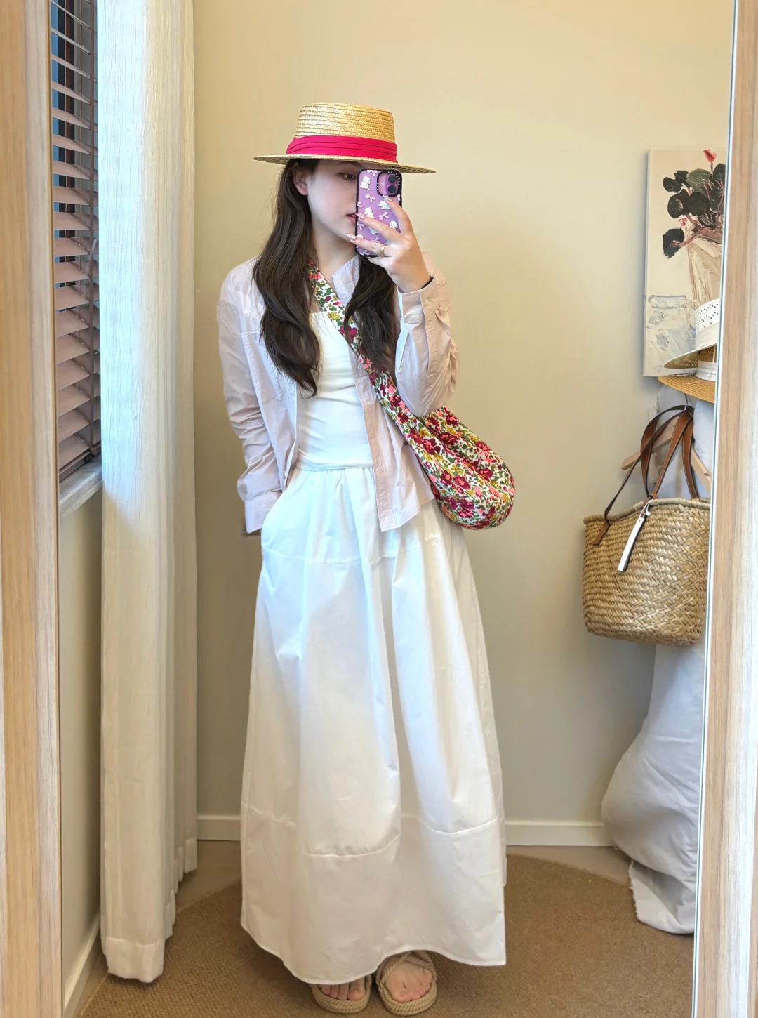 🍧一身白叠穿粉衬衫！