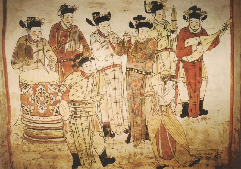 河北宣化下八里辽代张匡正墓《散乐图》 《备茶图》1974～1993年,河北省文物