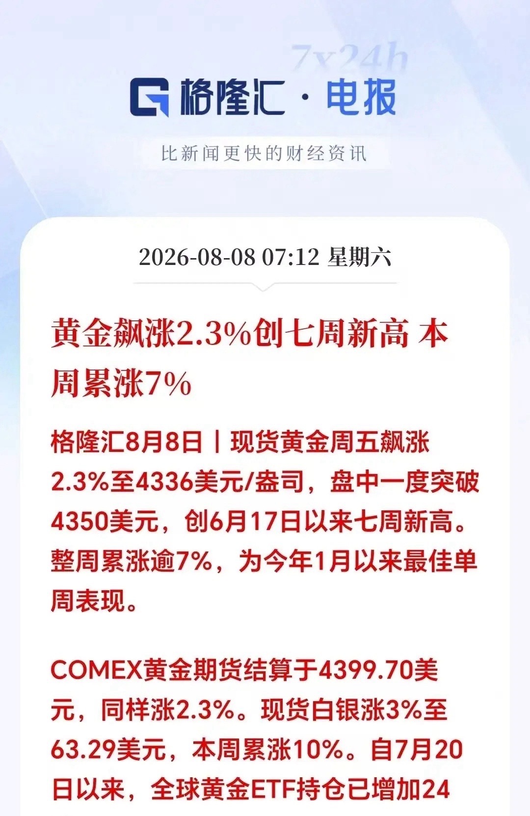 周末两大重磅突来！黄金板块狂涨，贵金属主升浪正在推进！下周将上演大级别反攻！国际