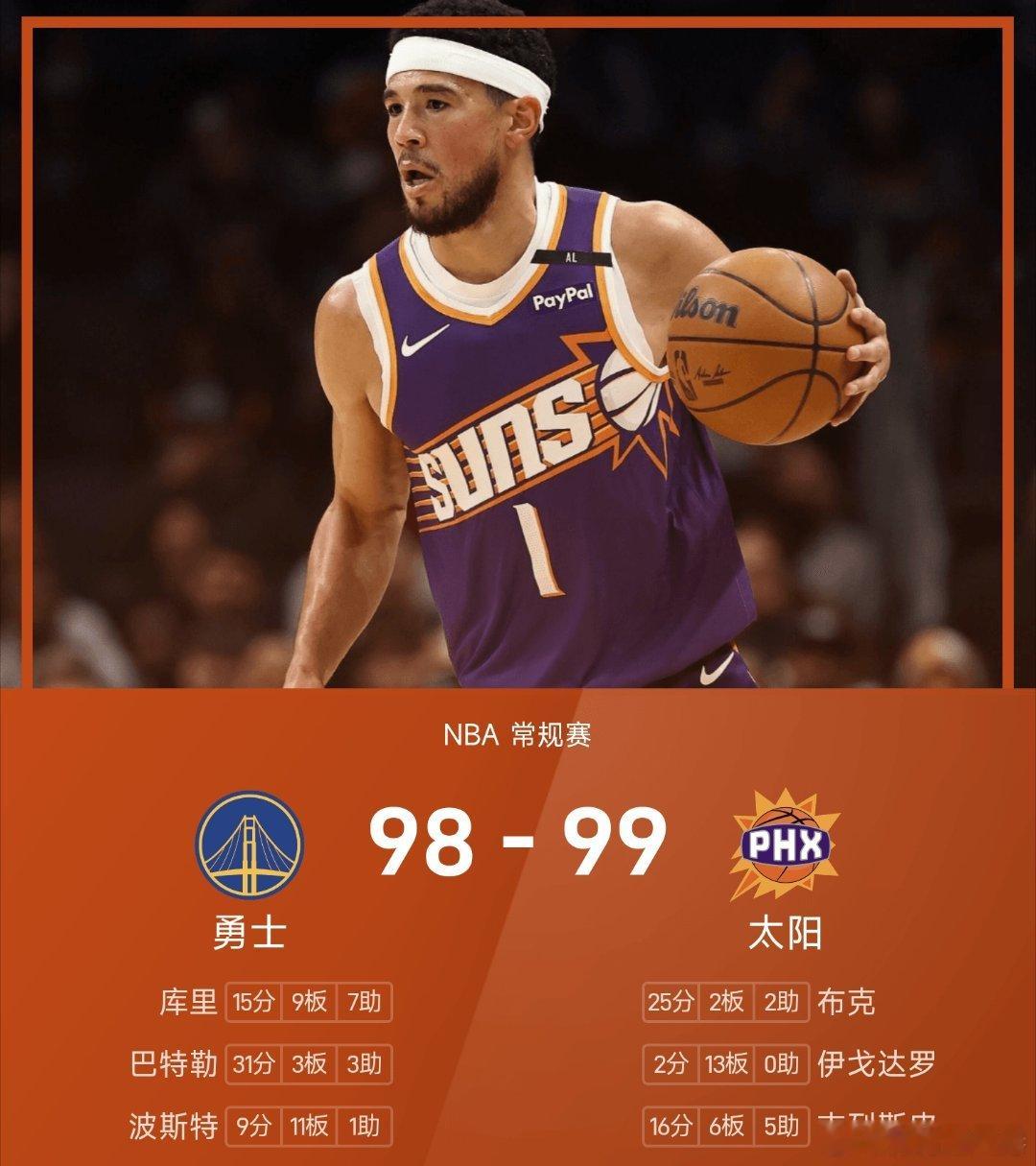 建议气血不足的人都要像猫一样生活勇士vs太阳nba 太阳99-98战胜勇士。布克