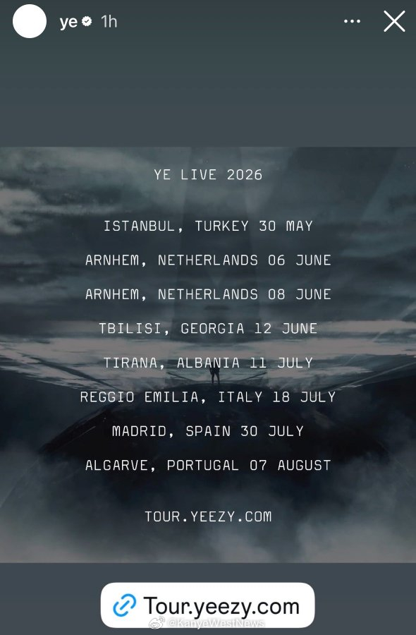 关于 Ye 即将举办的土耳其演唱会消息(5月30日）☆预计 Travis Sco