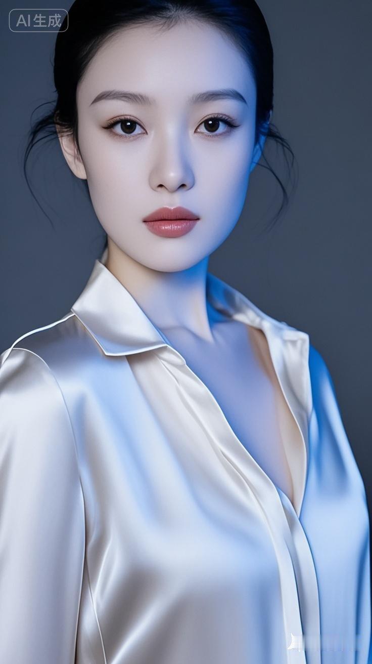 冷艳的蓝调光影，柔美的东方美人