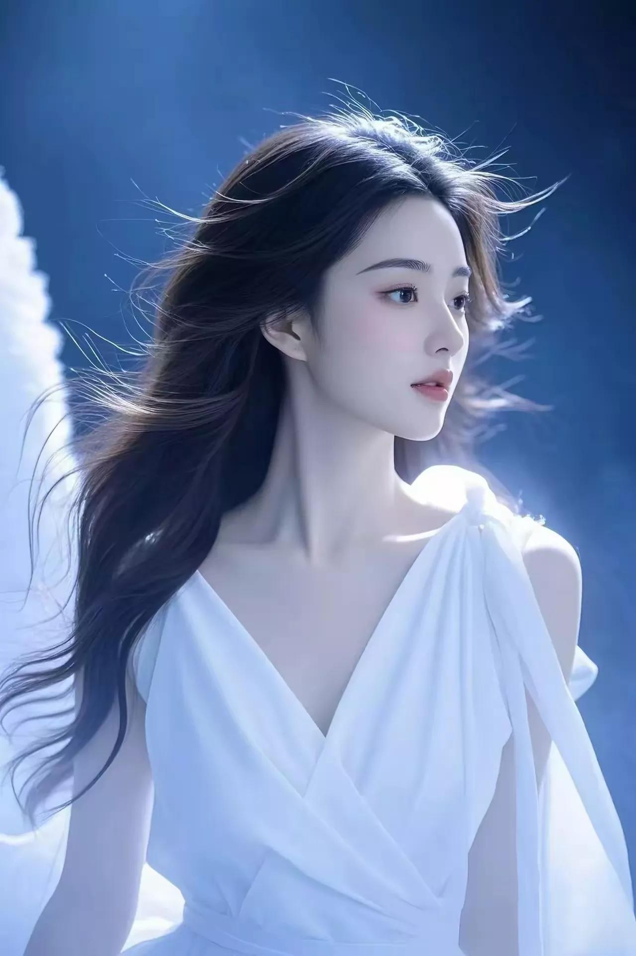 仙气飘飘的梦幻少女，仿佛来自天上的仙女。
