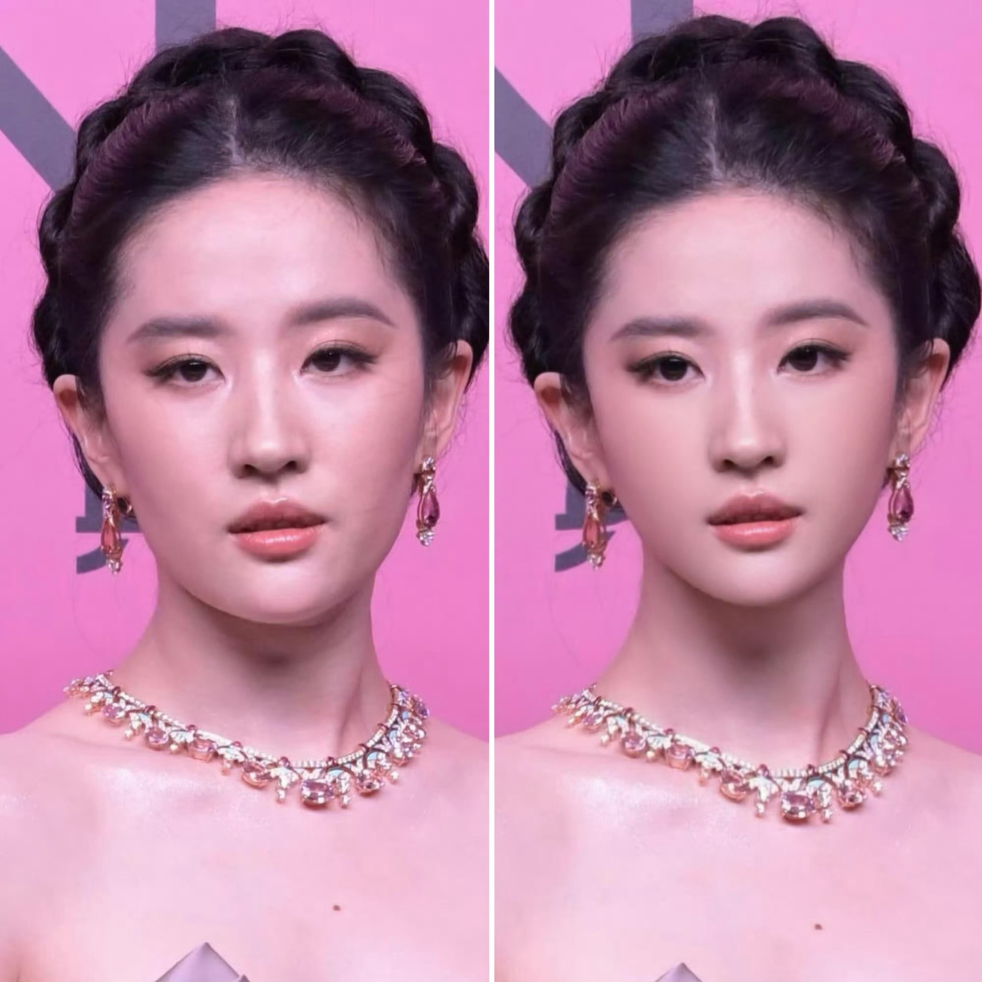 刘亦菲生图P图对比  