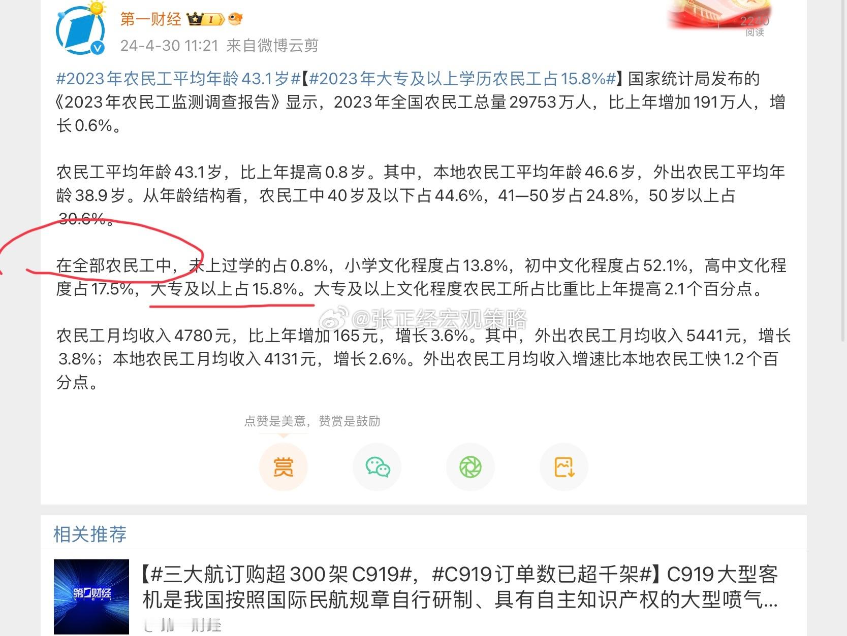 大专以上的大学生们，也是农民工兄弟了…[努力] ​​​