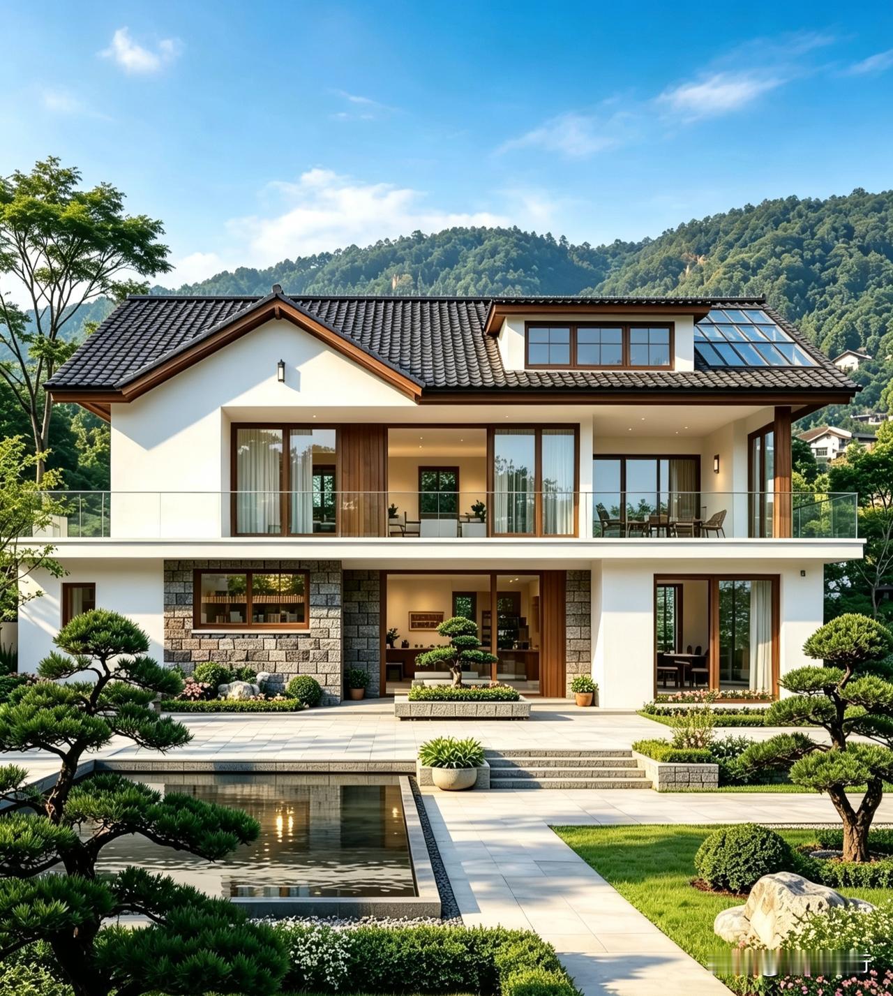 乡村自建房小别墅，清新自然时尚，适合乡村。
二层带阁楼，居住结合自然，建造不一样