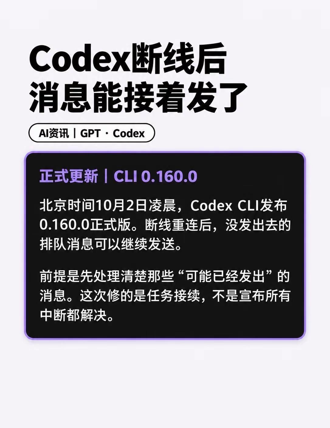 用户报告：提前压缩等了5分钟。10月1日，一位Codex用户提交新日志：上一条回