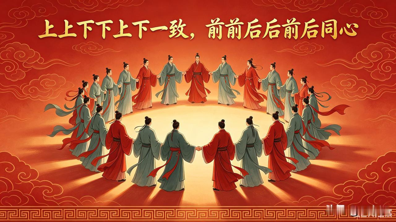  上联：上上下下上下一致
  下联：前前后后前后同心