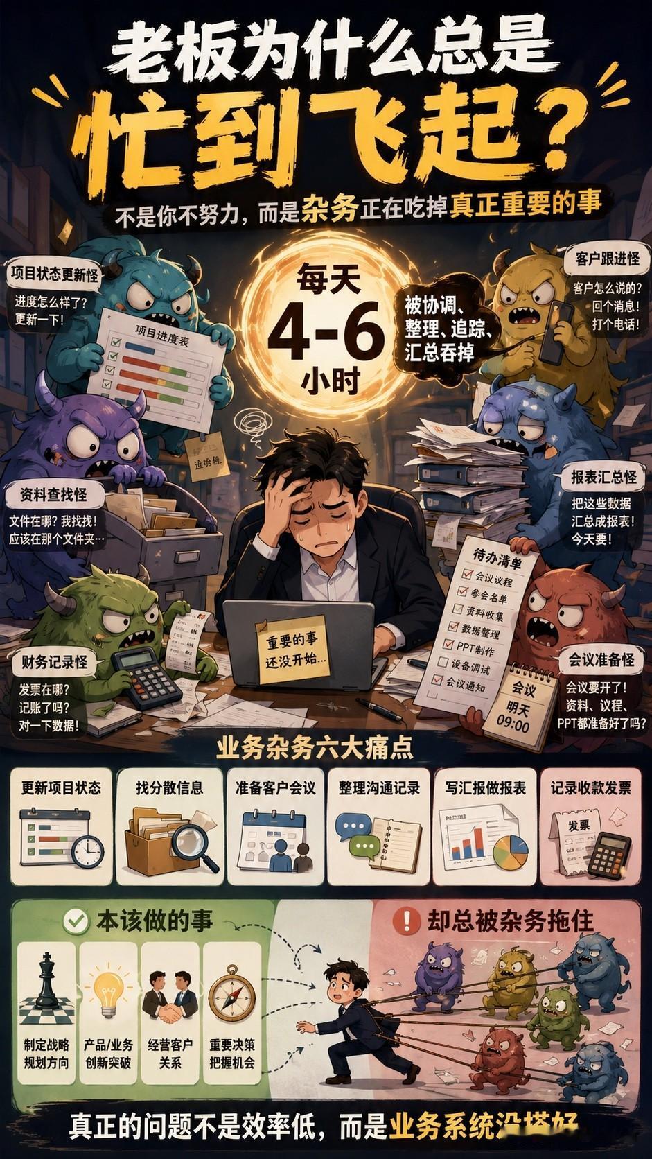 其实当老板也挺苦逼的！

看完这三张图，我第一反应不是“哇，好高级”，而是：这不