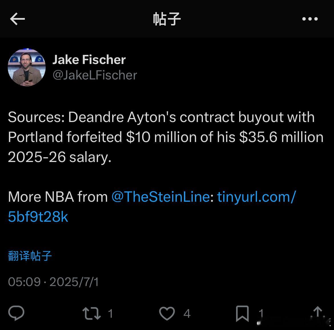 艾顿在买断中放弃了1000万薪水！开拓者需要支付2560万薪水给艾顿（原合同35