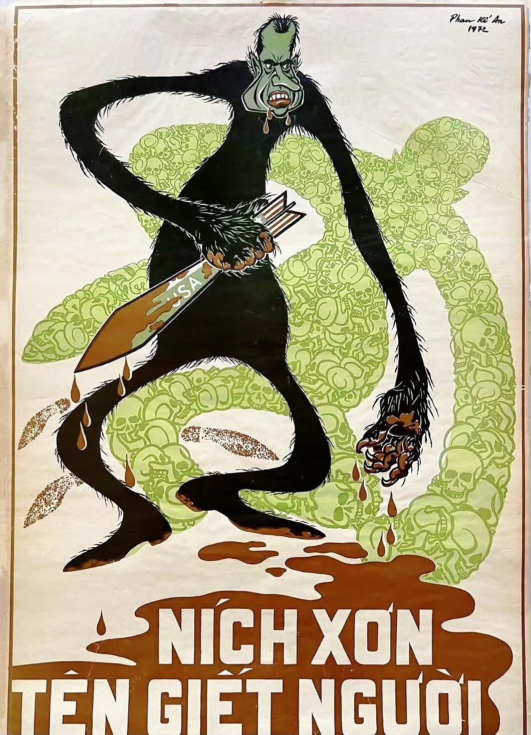 1972年，北越反美海报：杀人凶手尼克松